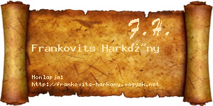 Frankovits Harkány névjegykártya